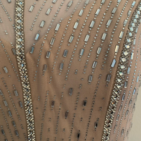 TLC Say Yes To The Prom navy blue skirt with beige sequin top dress. Size 3. - Picture 9 of 13